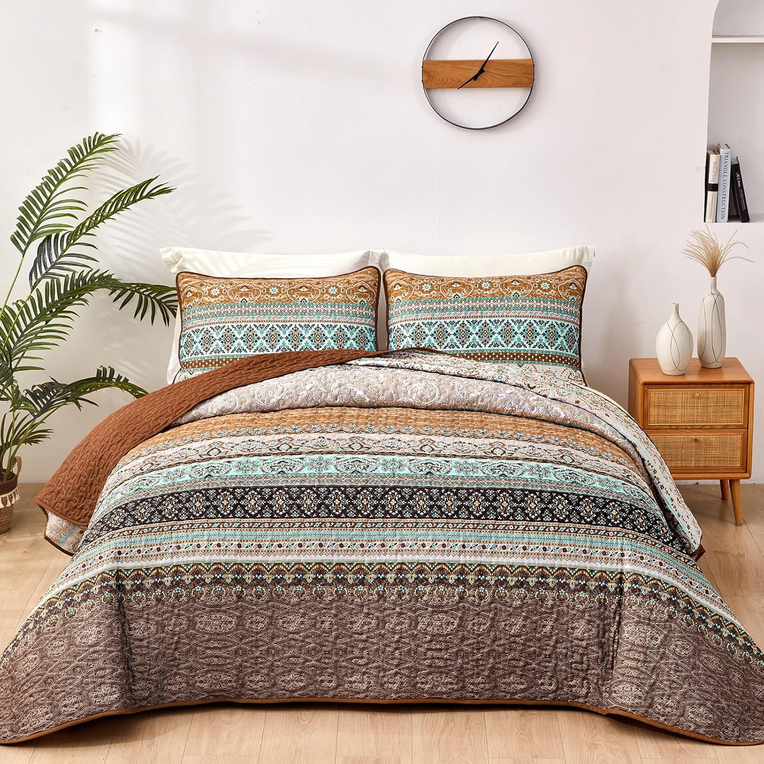 Boho Fall Queen Quilt Set by WONGS BEDDING for All Seasons