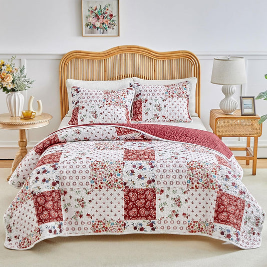 Joyreap 3 Pieces Quilt Set California King Floral Patchwork Design