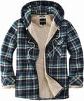 Mens Full Zip Fleece Flannel Jacket Shirt Plaid Cotton Hooded Coat
