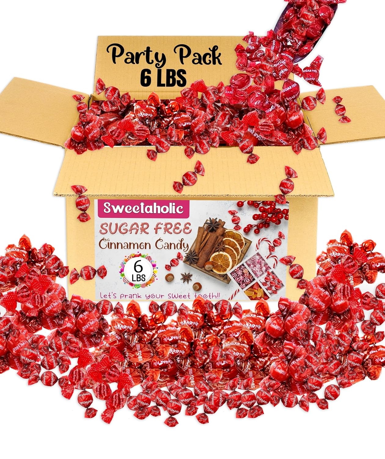 Sugar Free Cinnamon Hard Candy for Diabetic Adults - 6 Pounds