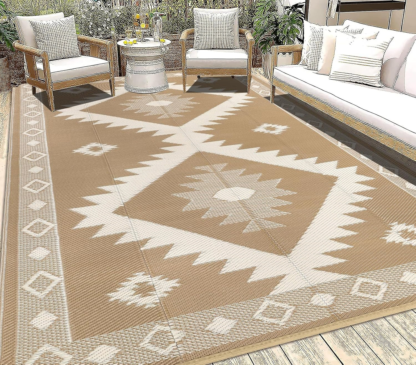 HEBE Outdoor Rug 6ftx9ft Waterproof for Patios and Camping