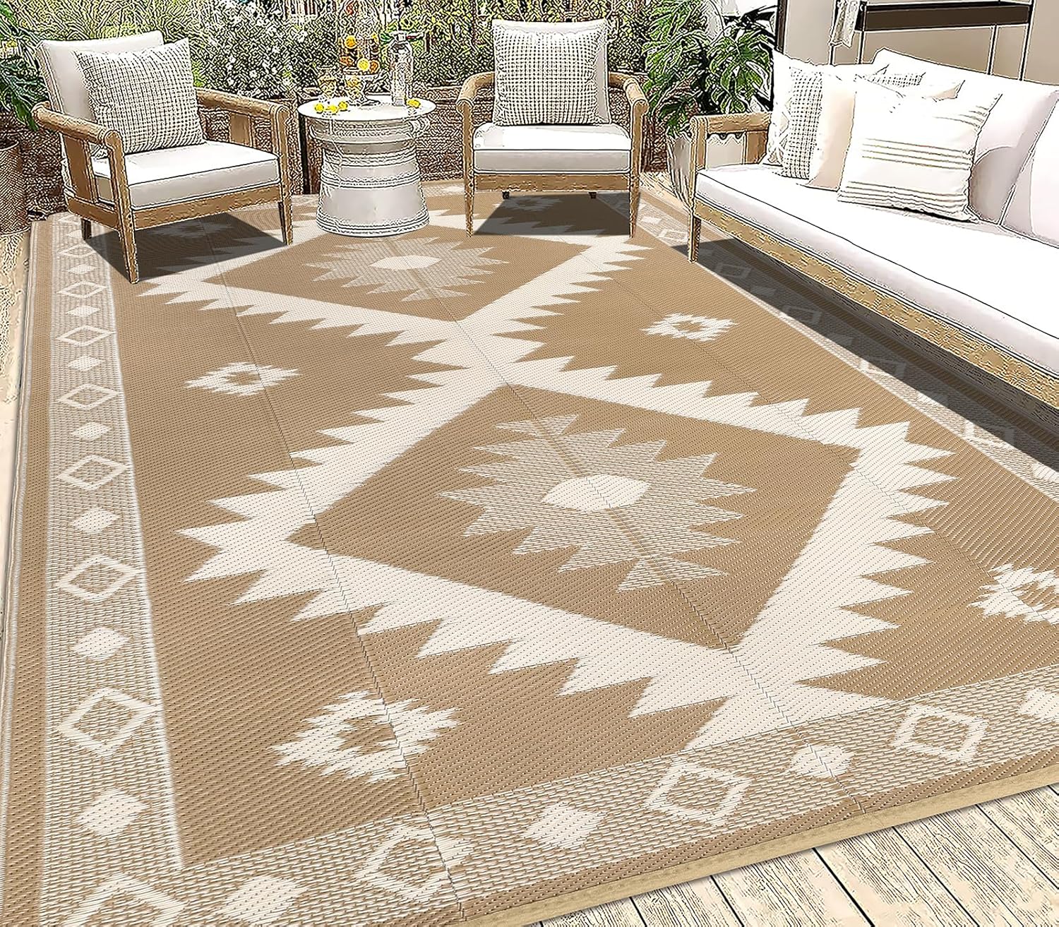 HEBE Outdoor Rug 6ftx9ft Waterproof for Patios and Camping