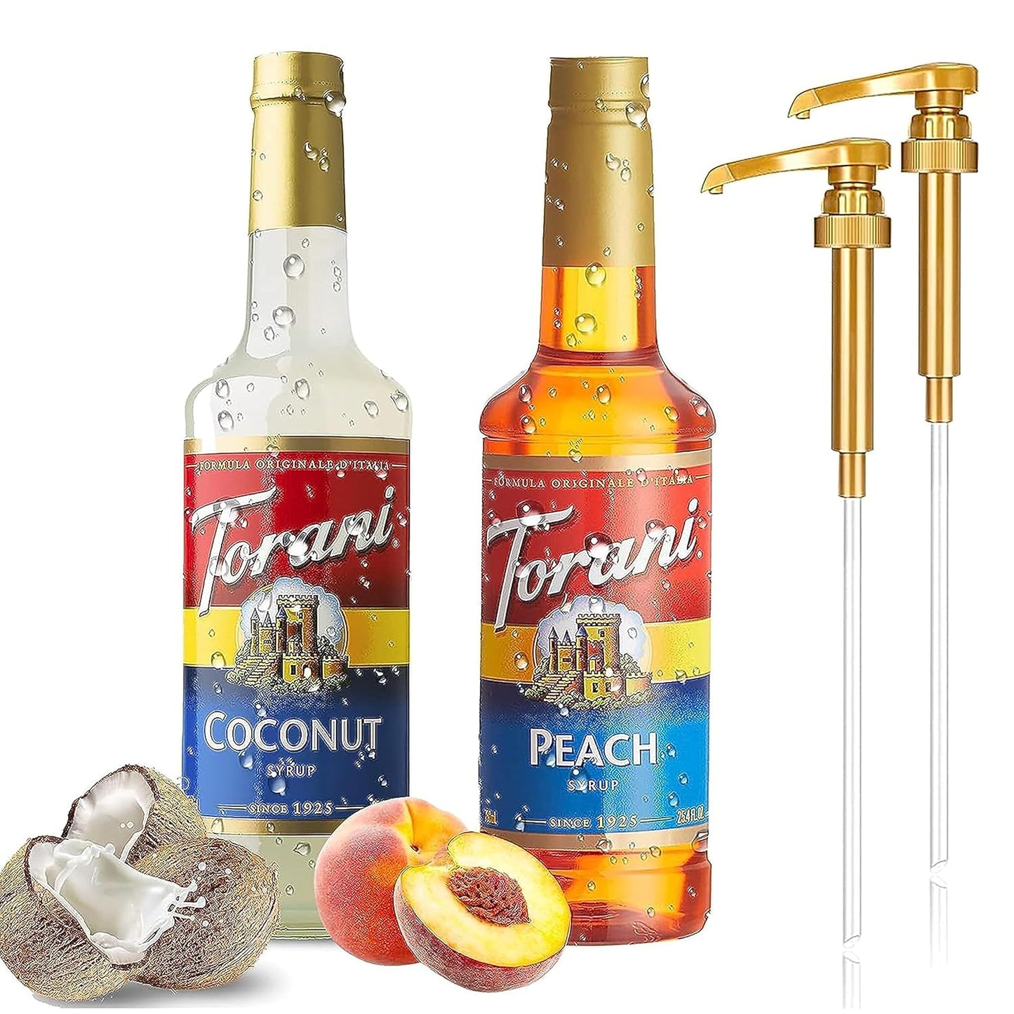 Coffee and Tea Syrup Variety Pack with Coconut and Peach Flavors