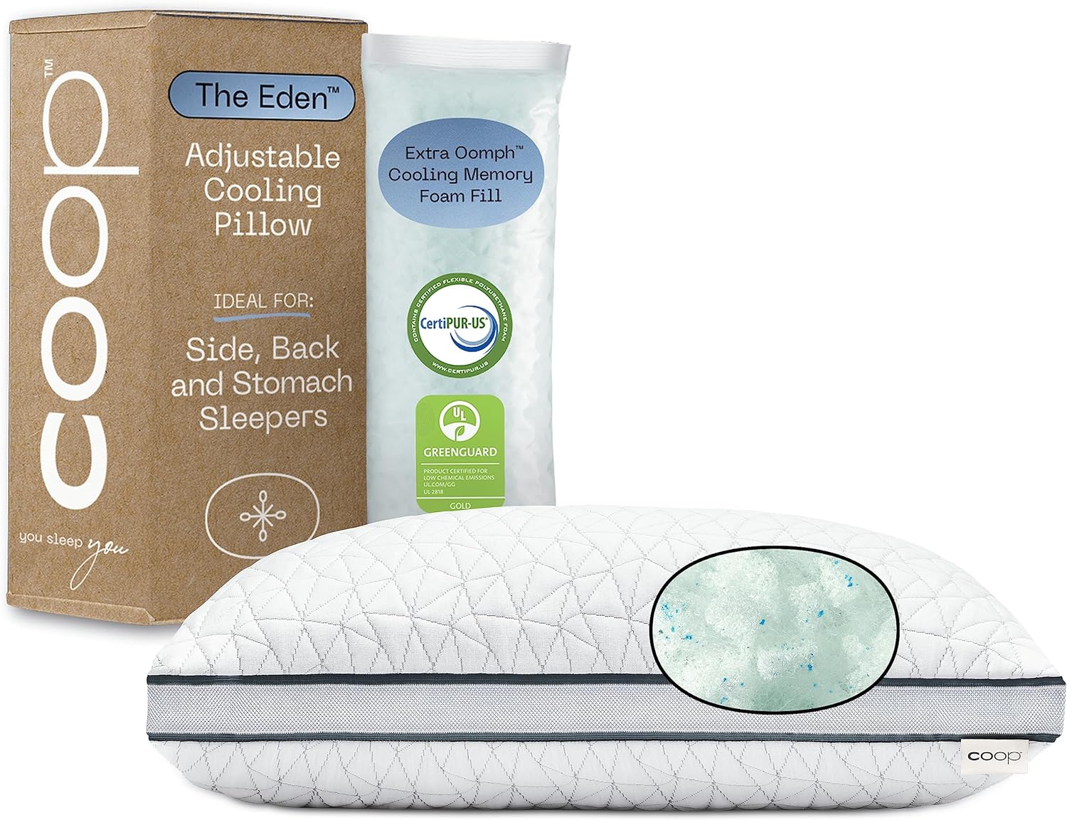 Coop Home Goods Queen Pillow: Cooling Gel Memory Foam
