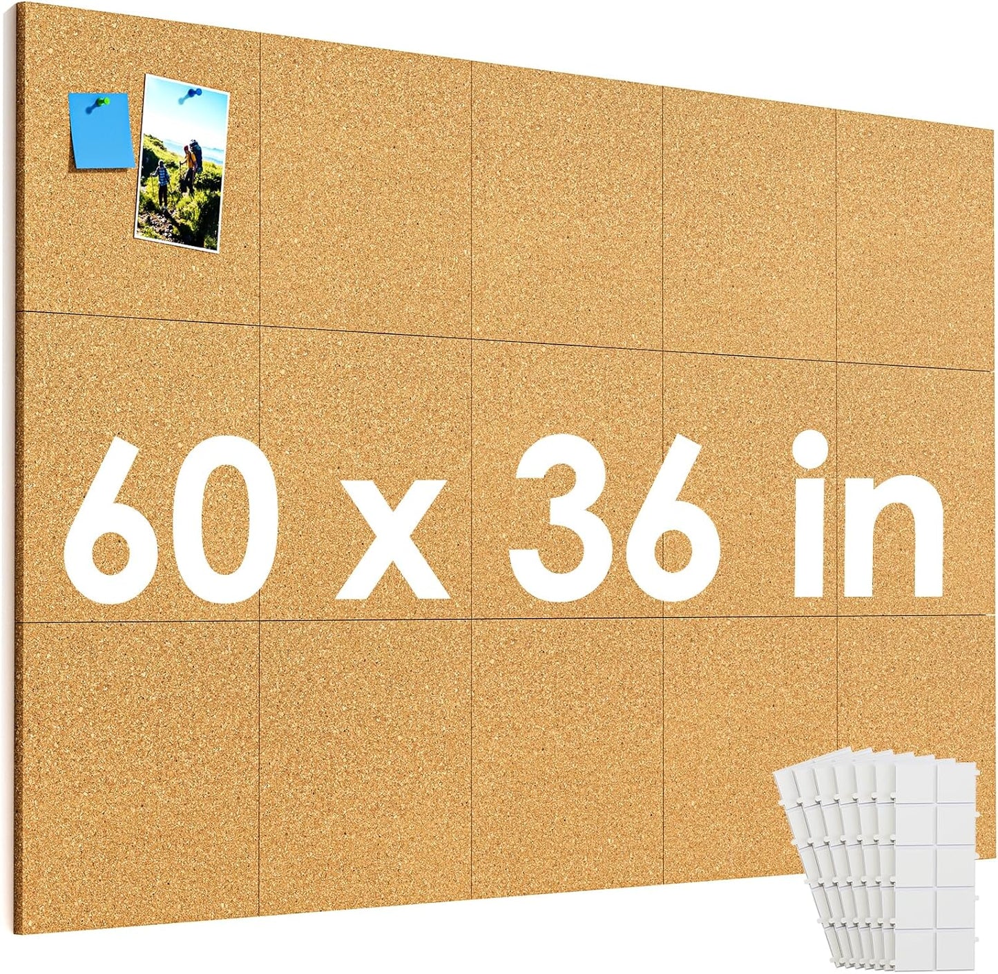 MaxGear Large Cork Board Tiles 60in x 36in for Home Office Use