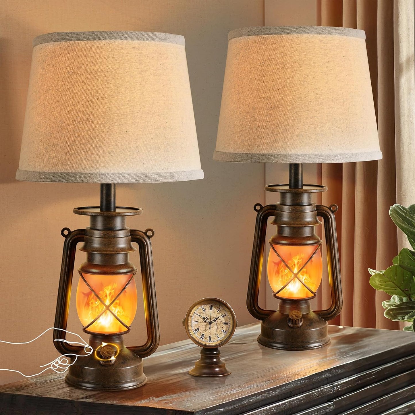 LEDIARY 18.72in Vintage Lantern Table Lamps for Home Decor