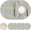 Grass Green Round Faux Leather Placemats and Coasters Set of 6