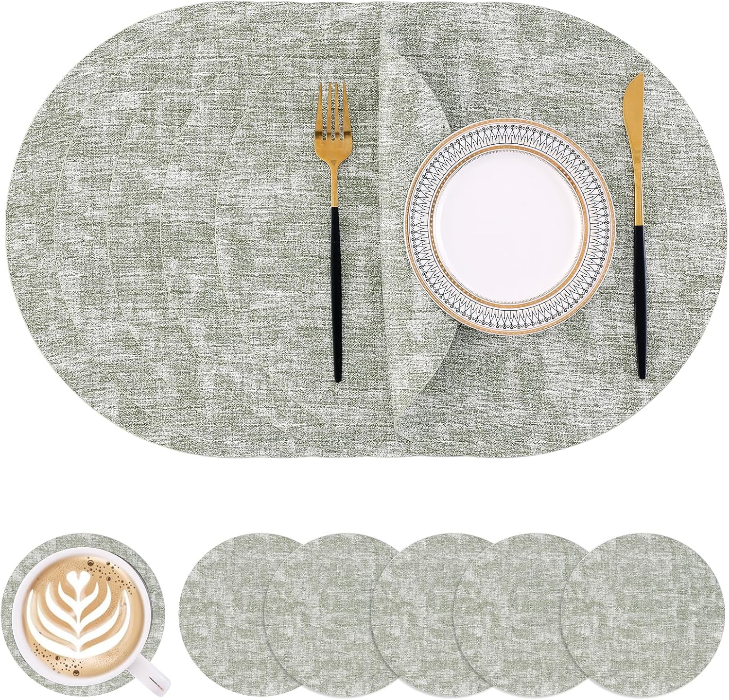 Homaxy Round Faux Leather Placemats for Stylish Dining