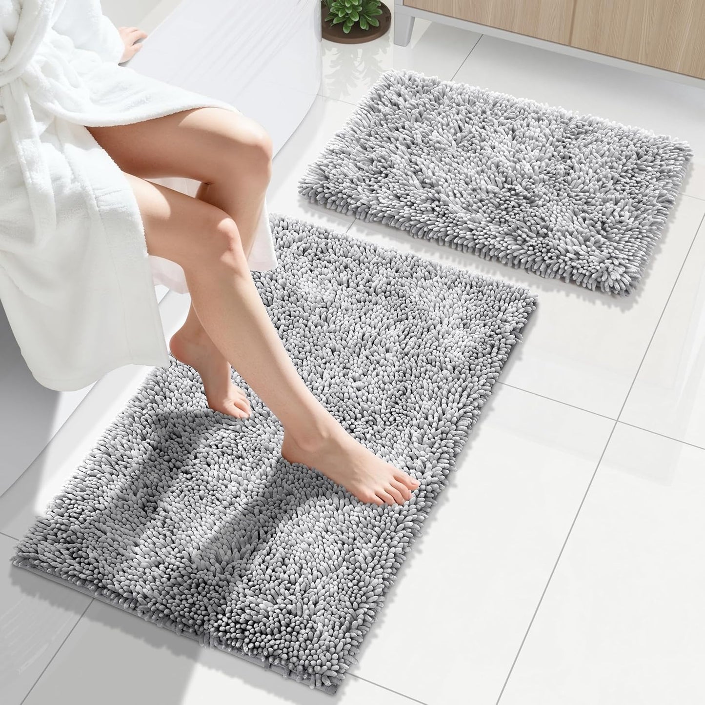 Yimobra Bathroom Rug Set 2 Piece, Luxury Soft Bath Mats