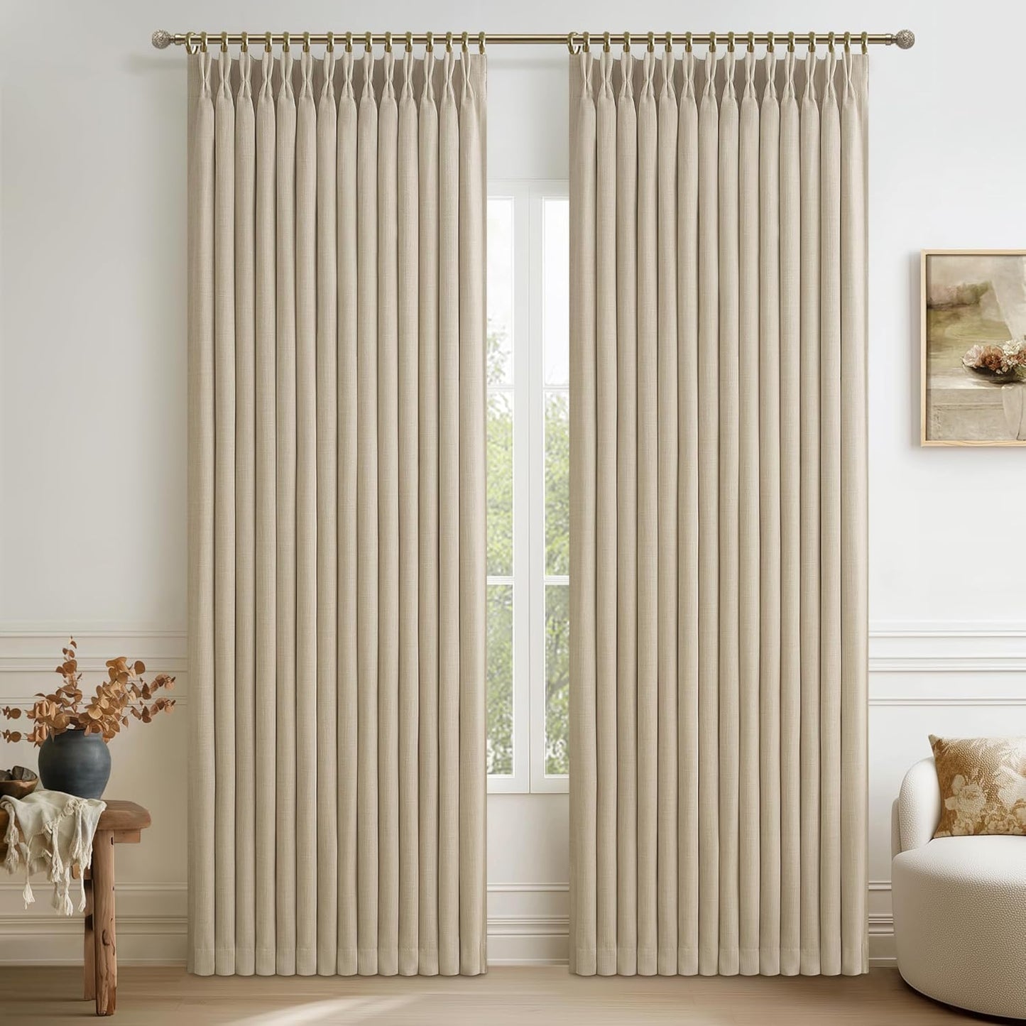 Natural Linen Double Layer Blackout Curtains for Elegant Homes