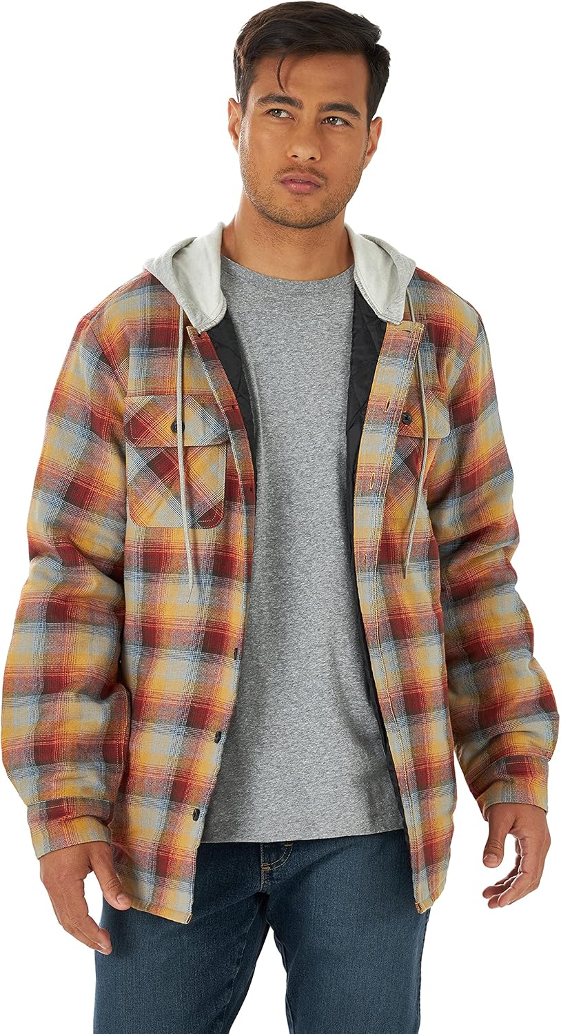 Wrangler Authentics Men's Long Sleeve Quilted Flannel Shirt Jacket