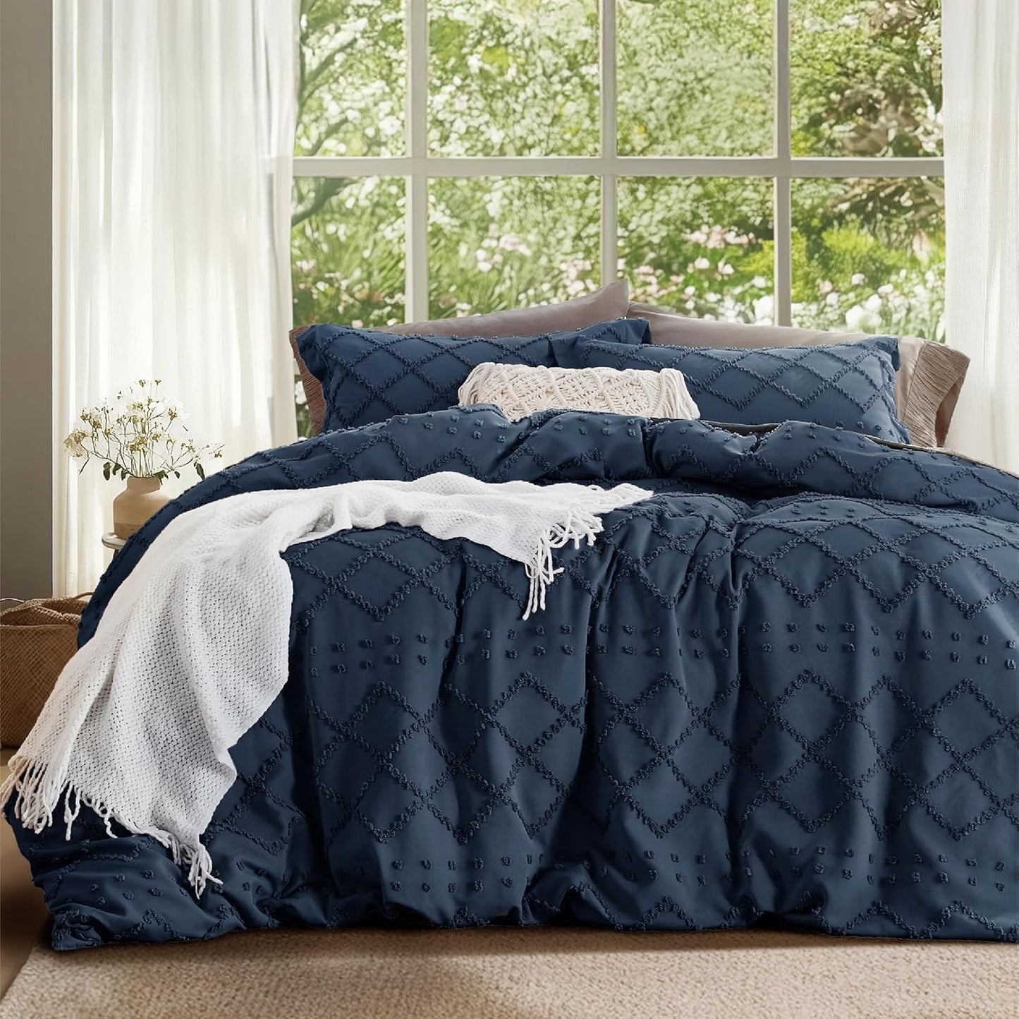 Boho Duvet Cover Queen Size - Soft Breathable Bedding Set