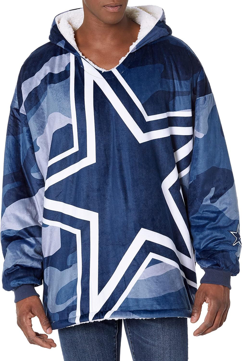 Foco NFL Team Logo Reversible Oversized Sherpa Hoodie Sweatshirt