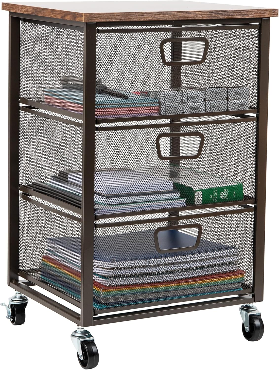 Mind Reader 3-Drawer Rolling Storage Cart for Office Organization
