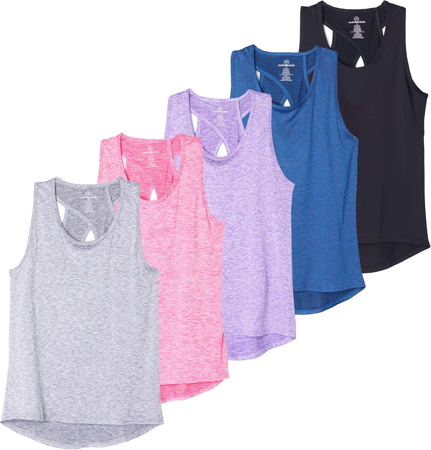 Real Essentials Women's Crossback Keyhole Workout Tank Tops