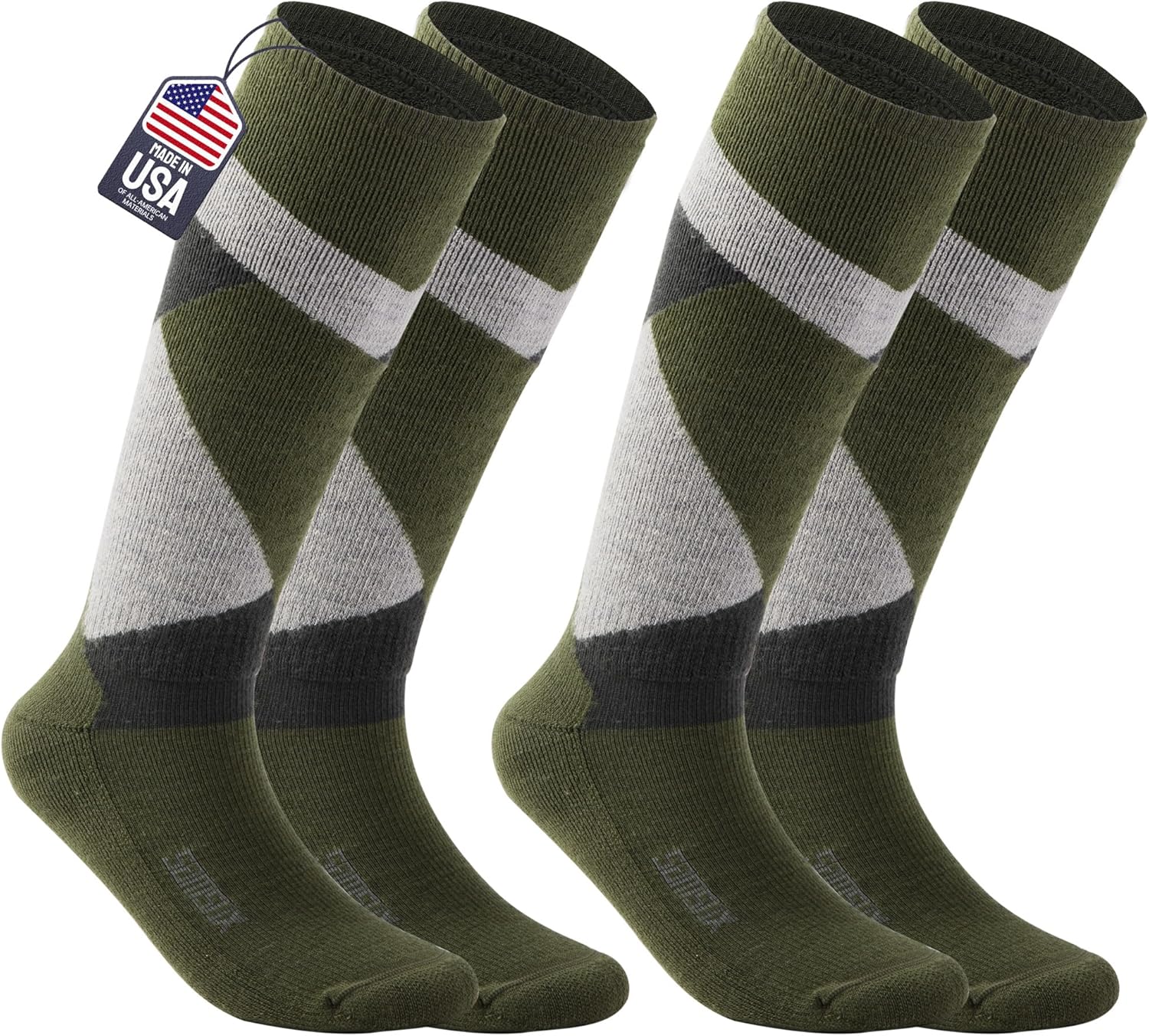USA Made Merino Wool Snow Socks - Full Cushion, All-Day Comfort