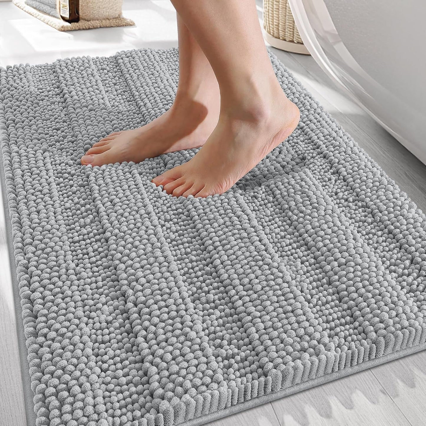 OLANLY Thick Bathroom Rugs 30x20, Soft Chenille Bath Mats