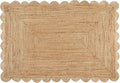 Savi Home Scalloped Jute Rug 4ft x 6ft - Handwoven Natural Area Rug