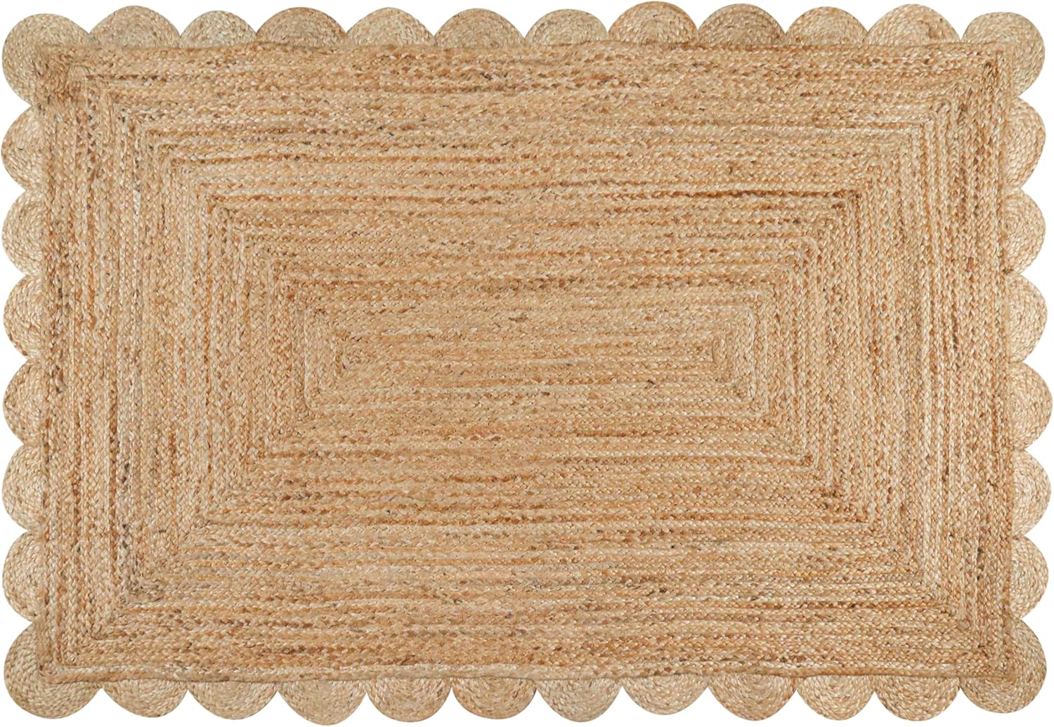 Savi Home Scalloped Jute Rug 4ftx6ft for Boho Farmhouse Decor