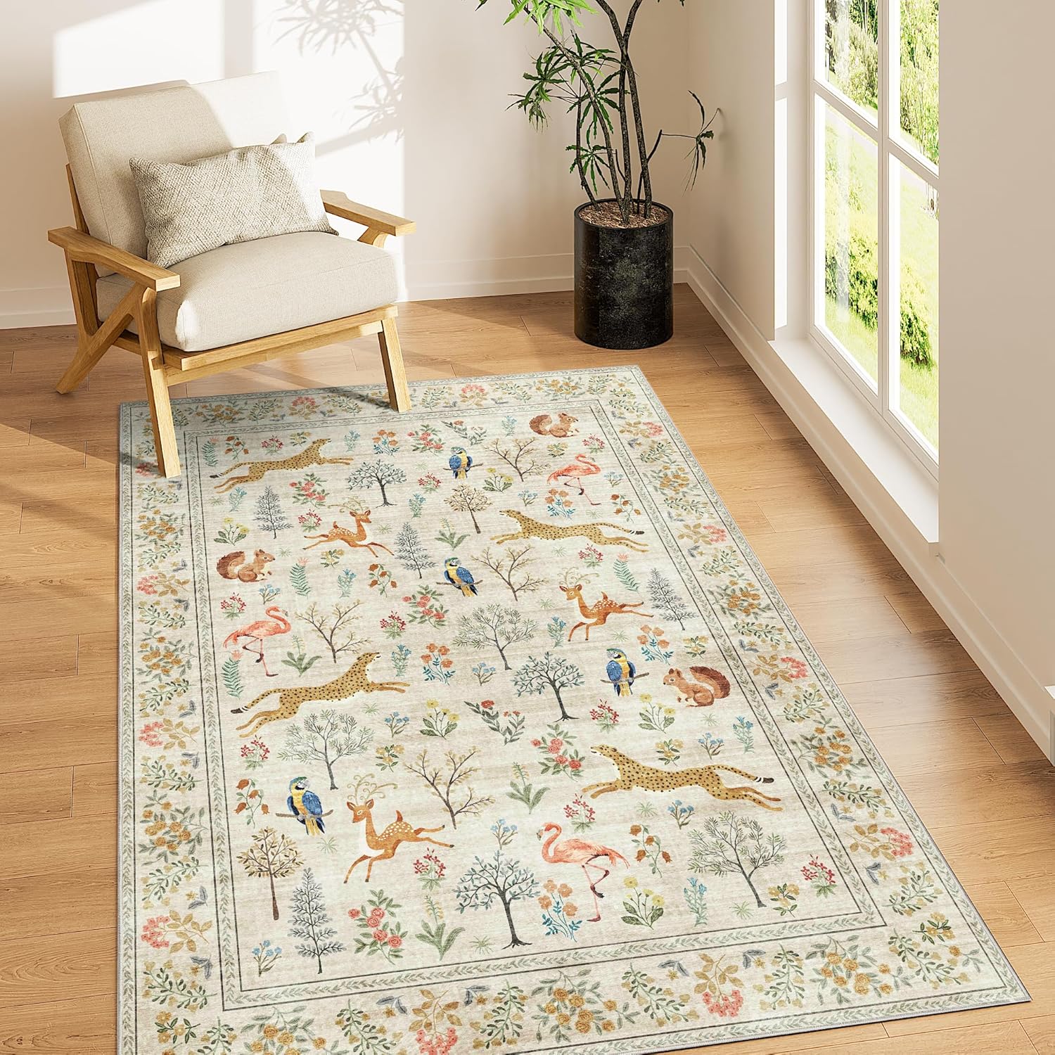 DUKINO 3x5 Washable Animal Area Rug for Cozy Spaces