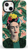 Casely iPhone 13 Case Frida Kahlo Portrait Floral - Bold Protection