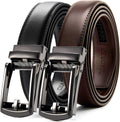 Men's Ratchet Leather Belt Pack of Two - Adjustable Scratch Resistant