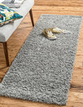 Unique Loom Solid Shag Area Rug 2 ft x 6 ft 5 in Runner - Cloud Gray