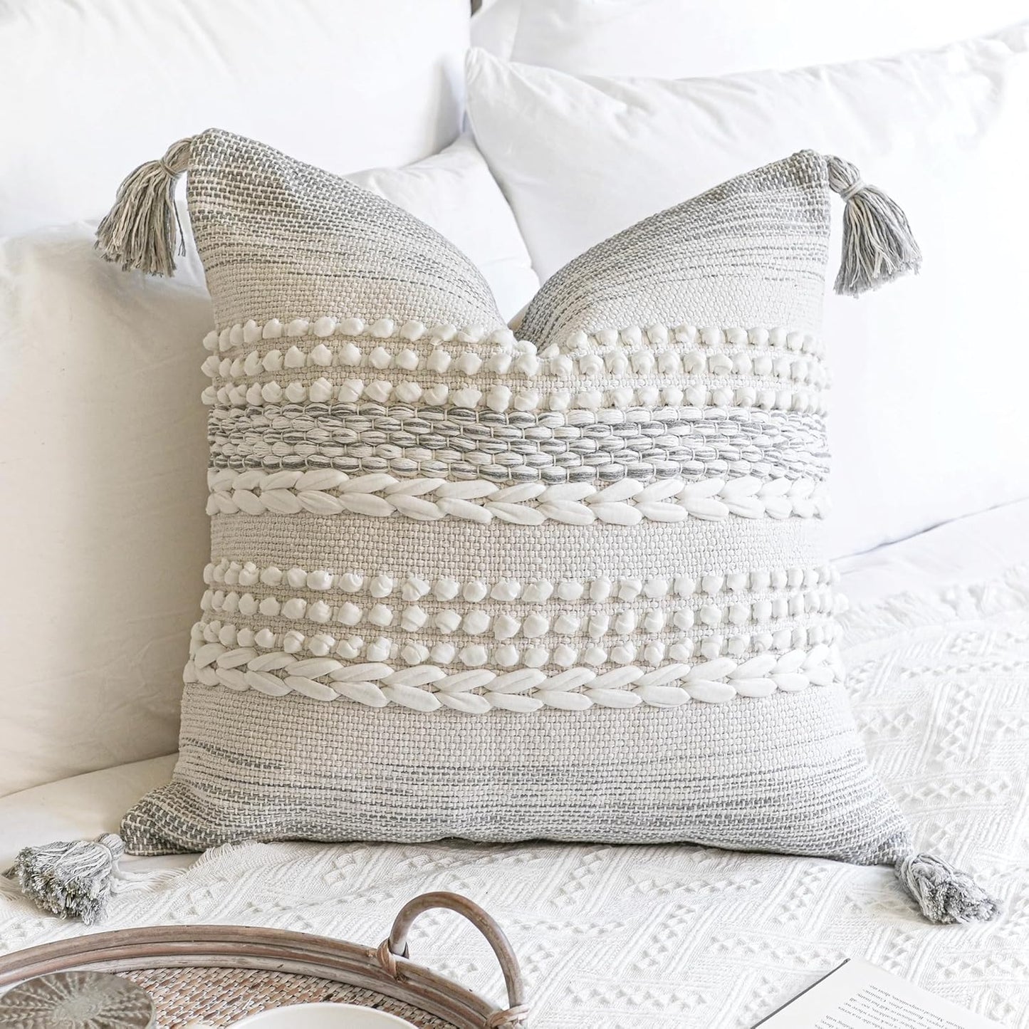 Gray Decorative Throw Pillow Cover 20X20 for Modern Farmhouse
