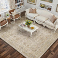 5x7 Area Rug Beige Vintage Machine Washable - Low Pile Comfort