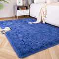 Soft Fluffy Area Rug 4ft x 6ft Light Navy - Cozy Plush Shaggy Bedroom