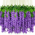 Artificial Wisteria Flowers 48pcs Purple Dense - 3.6 ft Garland