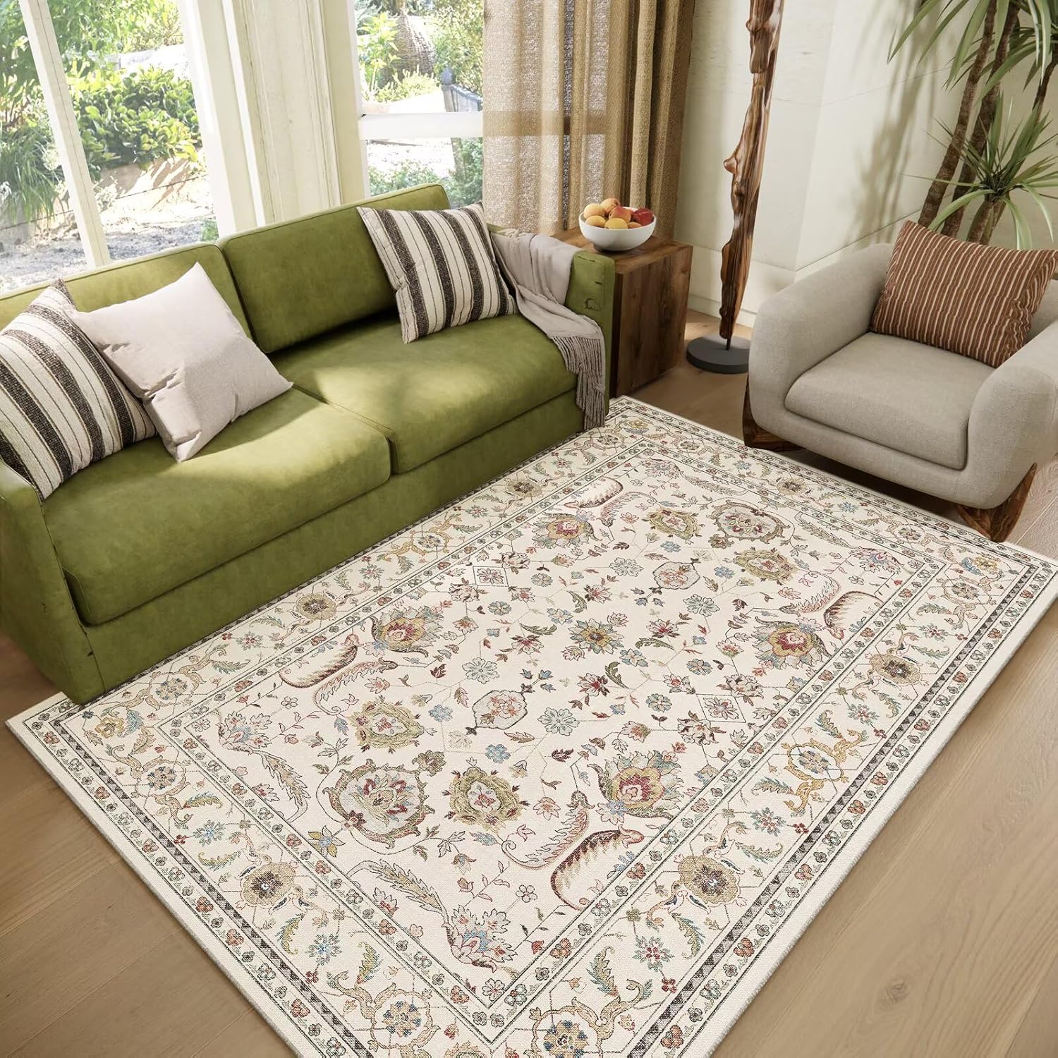 Washable 4x6 Rugs for Living Room, Non-Slip Boho Style