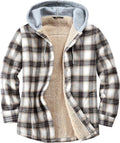 Women's Sherpa Lined Flannel Shirt Jacket Plaid Fleece Hooded - Cozy