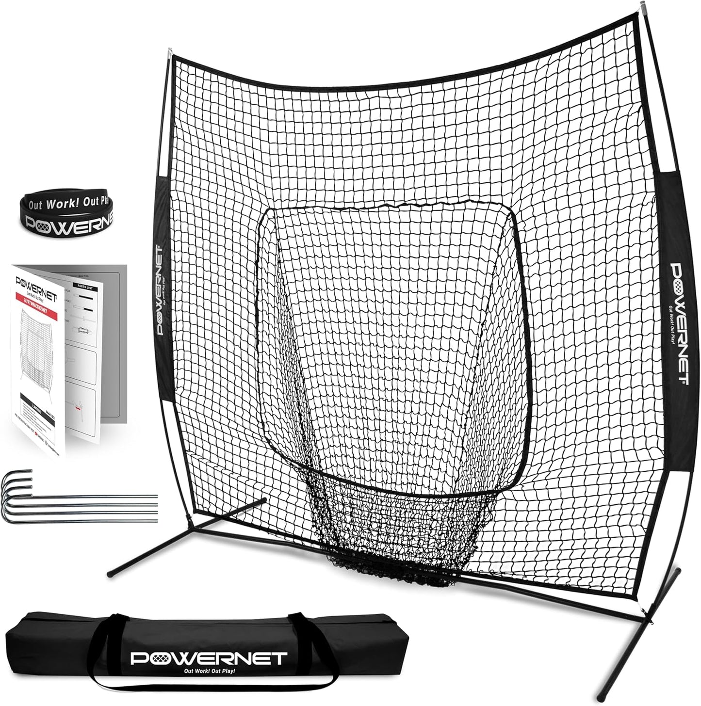PowerNet 7x7 Baseball Softball Practice Net for Training