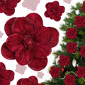 12 Pcs Large Velvet Christmas Poinsettia Magnolia Flowers