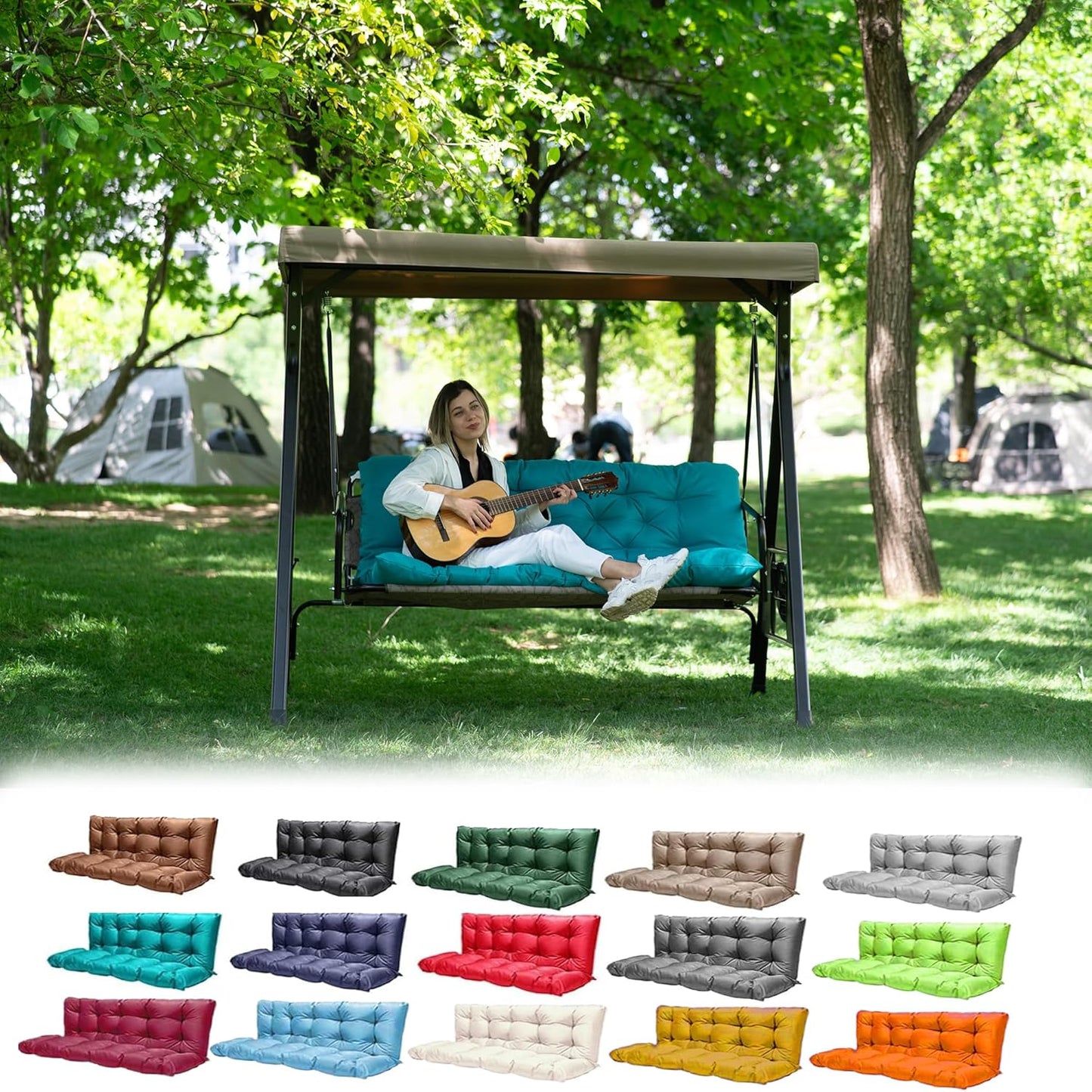 Outdoor Swing Cushions Replacement with Backrest for Comfort