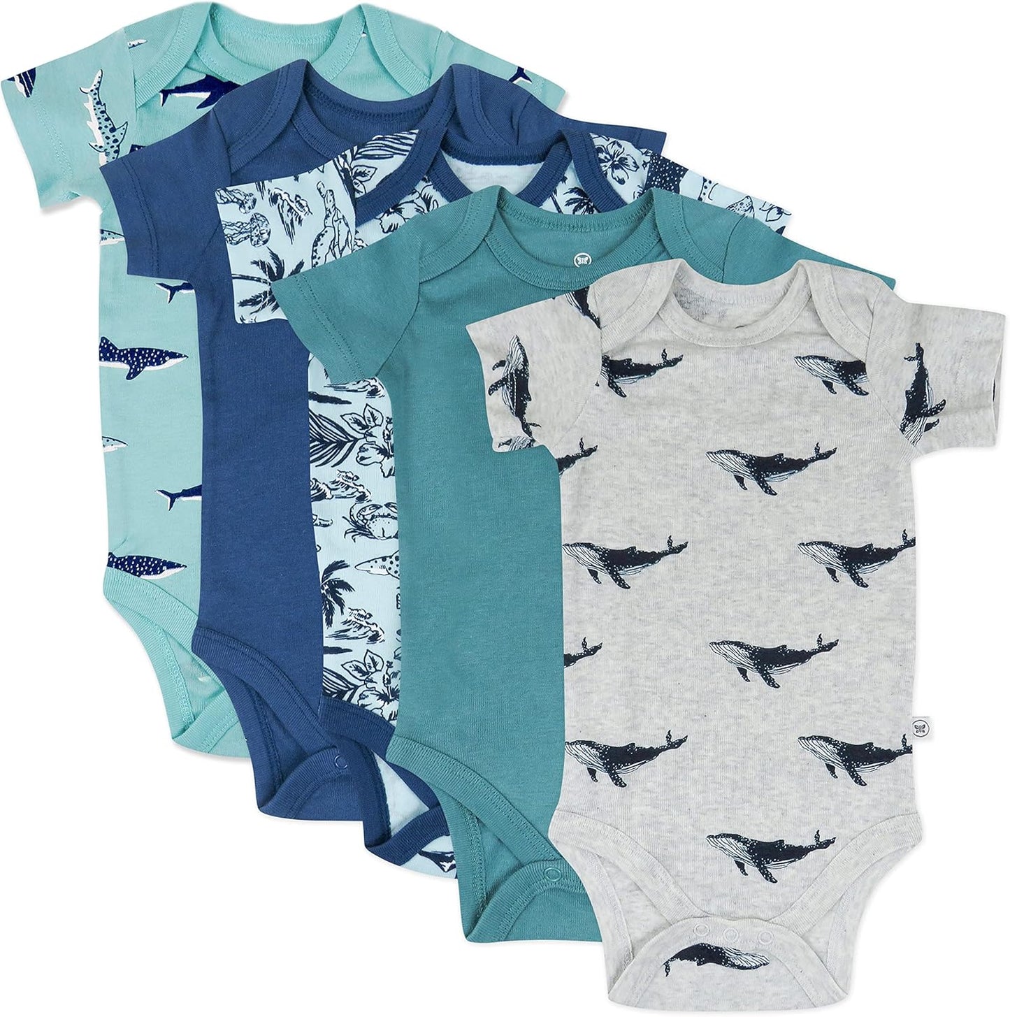 HonestBaby 5-pack Short Sleeve Bodysuits for Infant Boys