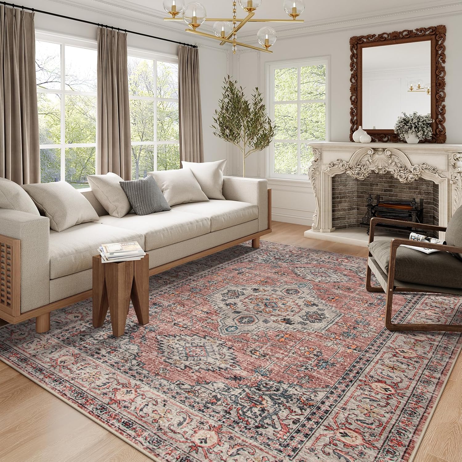 Lahome Oriental Washable Rugs 8x10 for Living Room and Bedroom