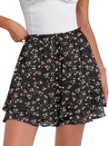 Caracilia Skorts for Women Boho Beach Mini Skirts - Flowy Ruffle Skort