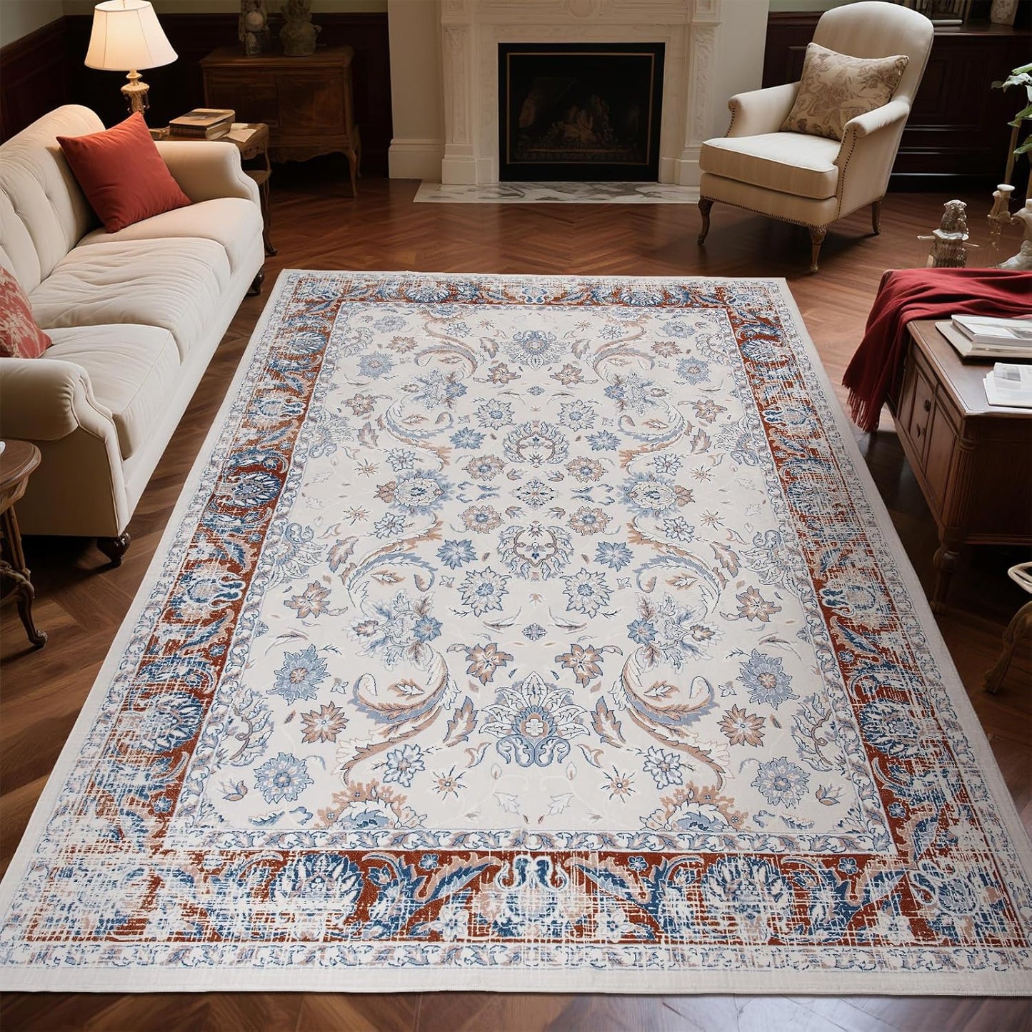 Zentavio 9x12 Washable Area Rugs for Vintage Living Room Style