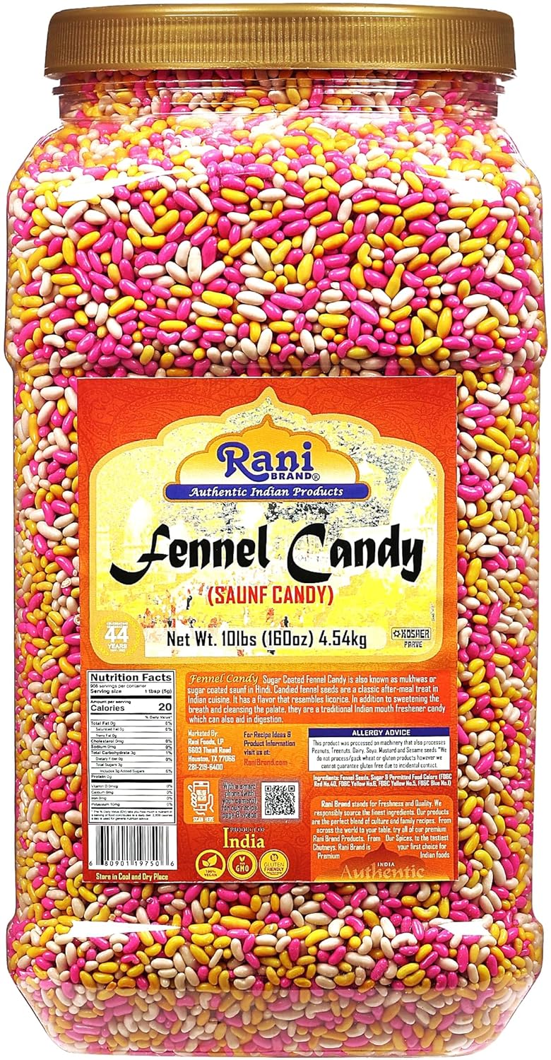 Rani Sugar Coated Fennel Candy 160oz - Vegan Digestive Treat