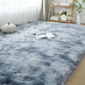 Grey Shag Rug 6x9 ft Fluffy Area Rug - Plush Tie-Dyed Soft Carpet