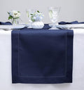 Navy Blue Linen Table Runner 14 x 72 in - Classic Hemstitch