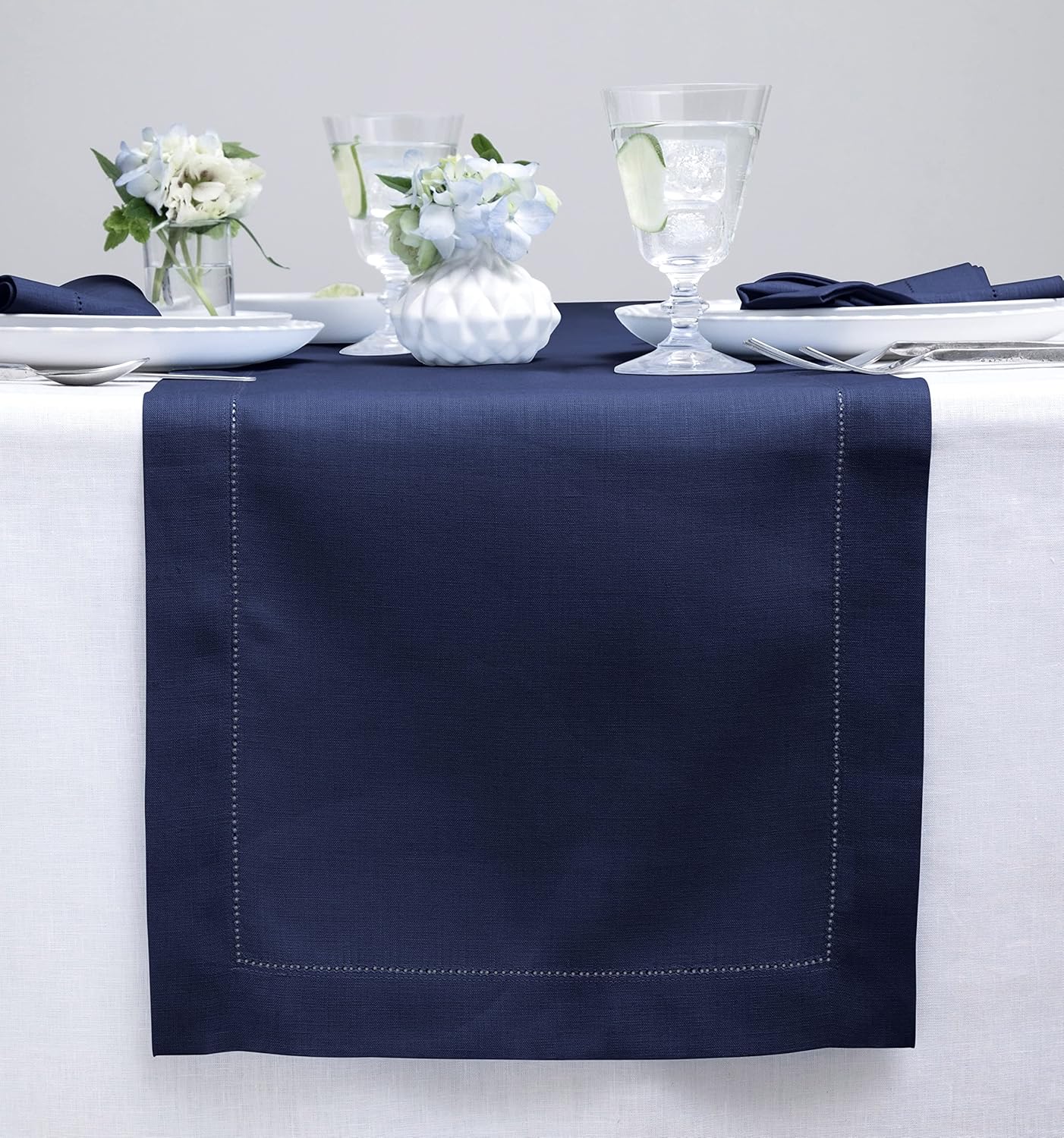 Navy Blue Table Runner 72 Inches Long - 100% Pure Linen