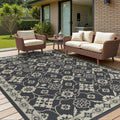 COCOER Floral Outdoor Rug 5x8 Reversible Patio Rug - Quick Dry