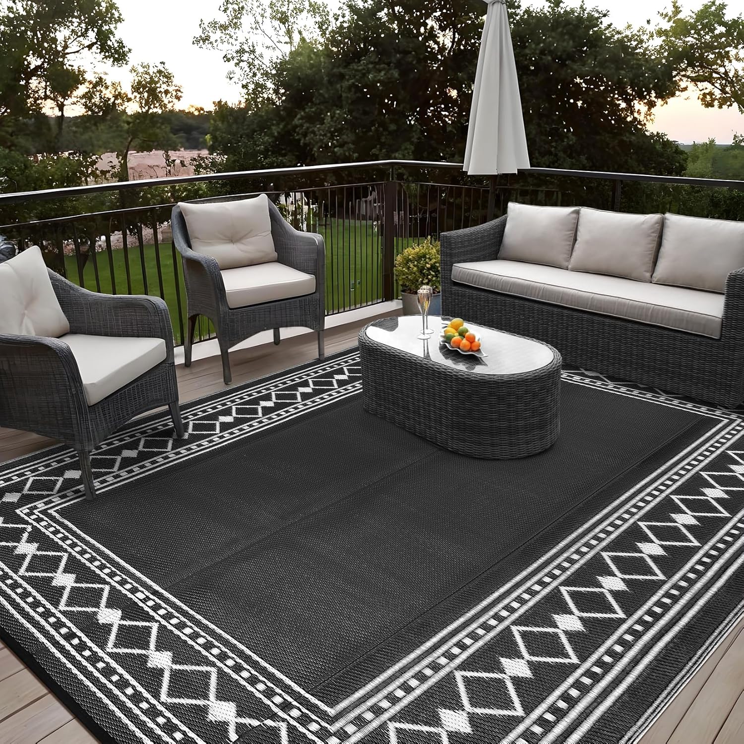 Waterproof Outdoor Rug 9x12 Ft for Patio, Deck, and Beach
