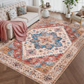 Ciicool 4x6 Rug Washable Area Rug - Low-Pile Vintage Boho Mat