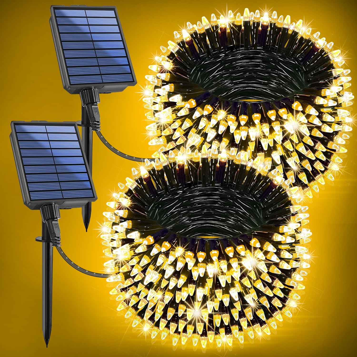 200FT Solar String Lights for Outdoor with 600 LED Brightness