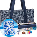 American Mahjong Set Chinoise II with Floral Blue Soft Case