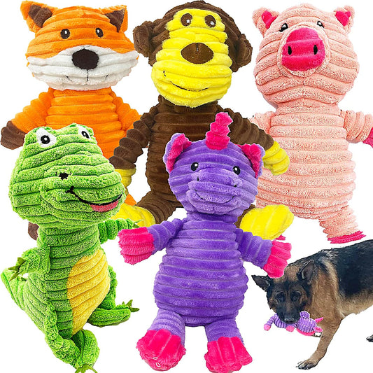 5-Pack Plush Squeak Toys for Medium-Large Dogs